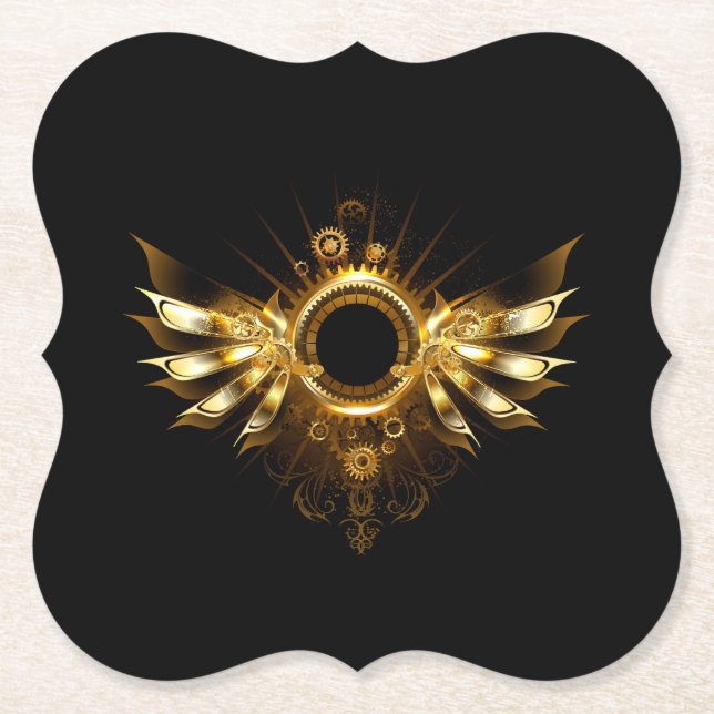 Steampunk wings paper coaster (Front)