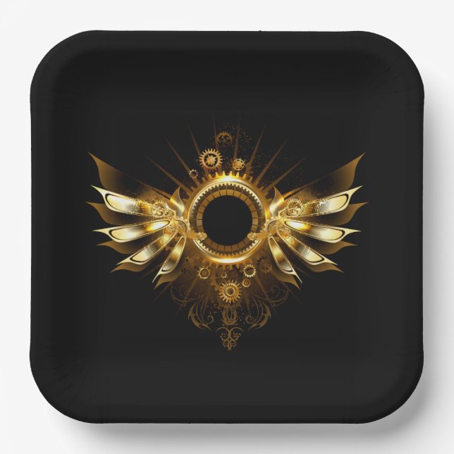 Steampunk wings paper plate (Front)