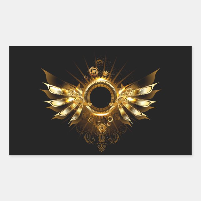 Steampunk wings rectangular sticker (Front)