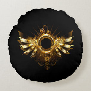 Steampunk wings round cushion