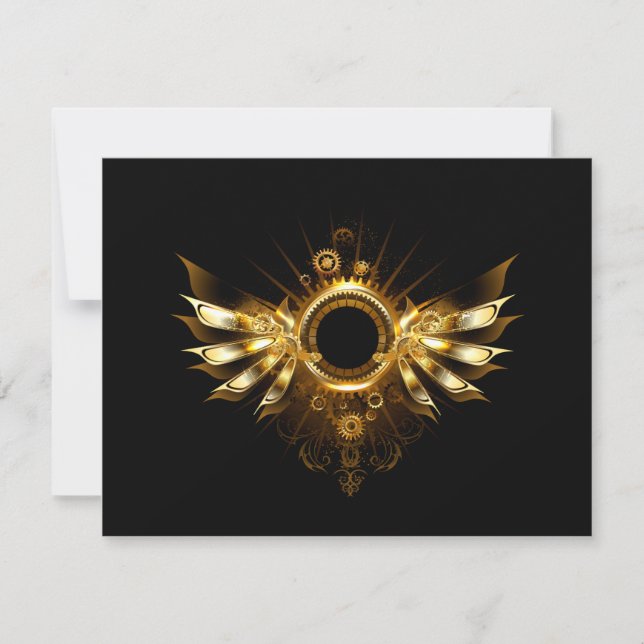 Steampunk wings save the date (Front)