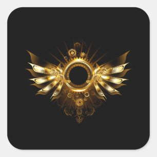 Steampunk wings square sticker