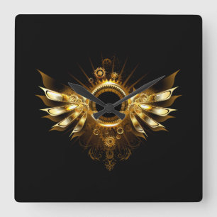 Steampunk wings square wall clock