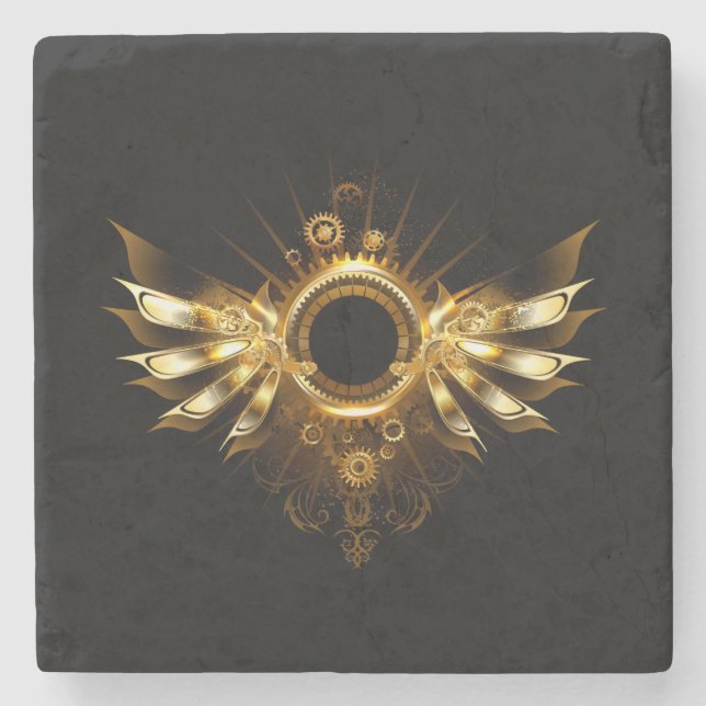 Steampunk wings stone coaster (Front)