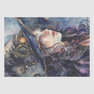 Steampunk Witch Halloween Watercolor Tissue Paper
