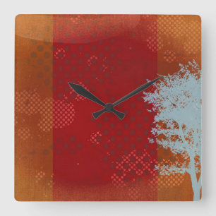 Steampunk with Abstract Tree Square Wall Clock