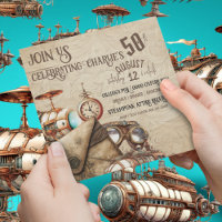 Steampunk with Blimps Maps Goggles Celebration