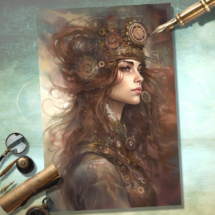 Steampunk Woman 1 Decoupage Paper
