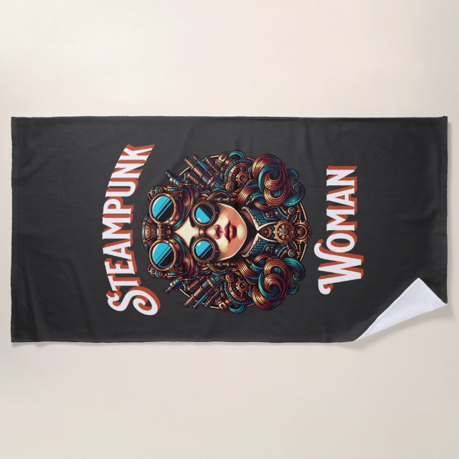 Steampunk Woman Beach Towel (Front)