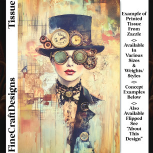 Steampunk Woman Collage Portrait DJ9RF Decoupage Tissue Paper