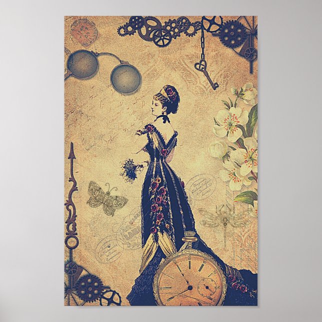 Steampunk Woman cool poster  (Front)