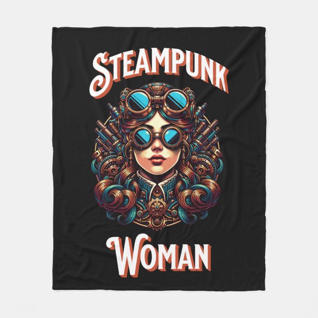 Steampunk Woman Fleece Blanket (Front)