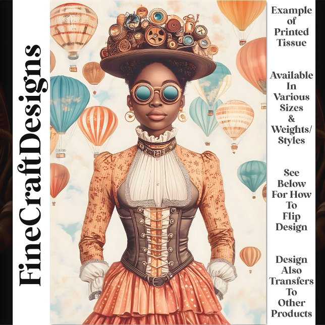 Steampunk Woman Melanated Skin U1 Decoupage Tissue Paper (Creator Uploaded)