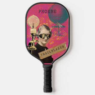 Steampunk Woman Trailblazer Pop Art Personalised Pickleball Paddle