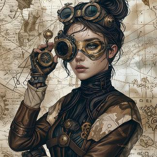 Steampunk women decoupage paper
