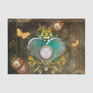 Steampunk, wonderful heart with clocks tissue paper