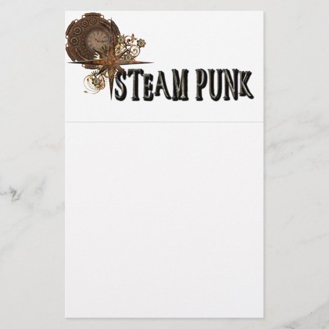 Steampunk Word Collage Stationery (Front)