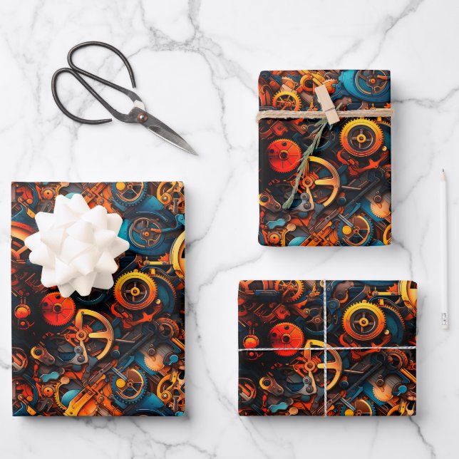 Steampunk Wrapping Paper Sheet (Front)