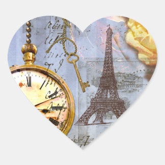 Steampunk & Yellow Roses Heart Sticker Tag