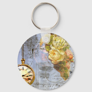 Steampunk & Yellow Roses Key Ring