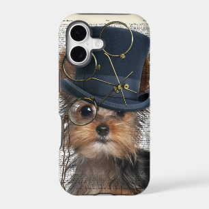 Steampunk Yorkie on a Vintage Dictionary Page