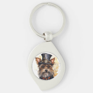 Steampunk Yorkshire Terrier Dog Key Ring