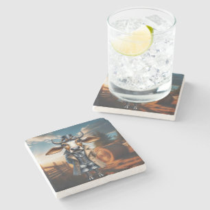 Steampunk Zebu  Stone Coaster