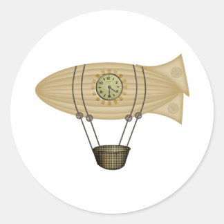 steampunk zeppelin airship classic round sticker