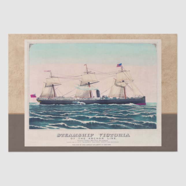 Steamship Victoria of Anchor Line,1876 Decoupage Tissue Paper (Front)