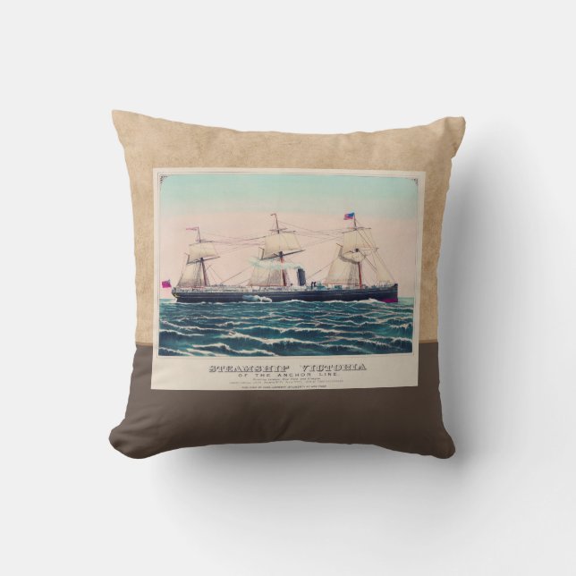 Steamship Victoria of the Anchor Line, 1876 Cushion (Front)