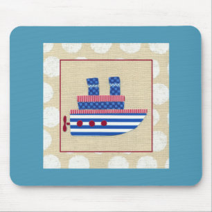 Steamship with Propeller and Blue Smokestacks Mouse Pad