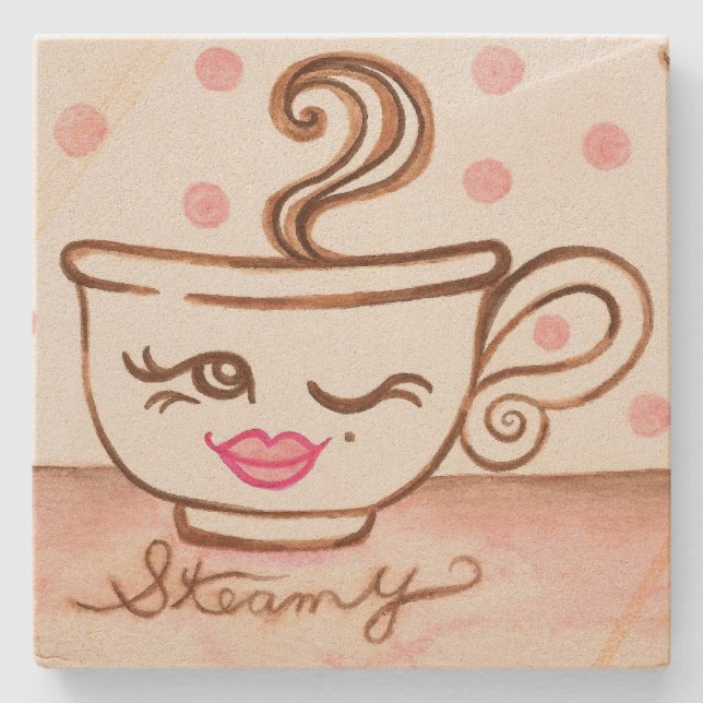 Steamy Coffee Cup Coaster Gift (Front)