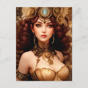 STEAMY STEAMPUNK LADY POSTCARD
