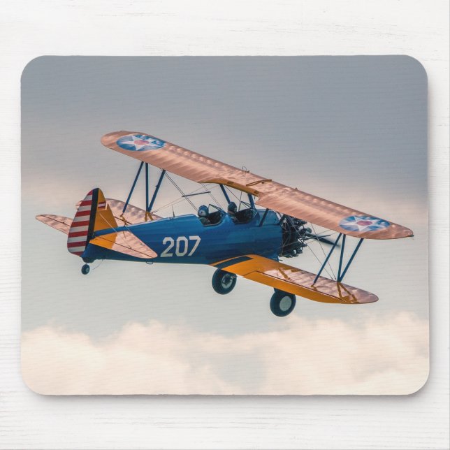 Stearman Aeroplane Soaring Through the Sky Mouse Pad (Front)