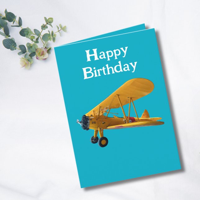 Stearman biplane photo for Pilot,Aviation Birthday Holiday Card (Creator Uploaded)