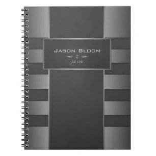 Steel and black stripes spiral notebook