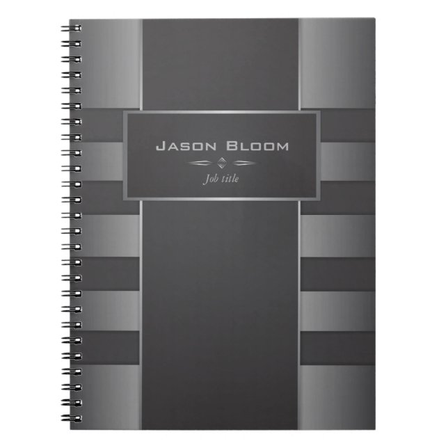 Steel and black stripes spiral notebook (Front)