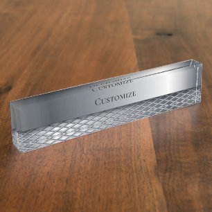 Steel And Metal Mesh Modern Nameplate