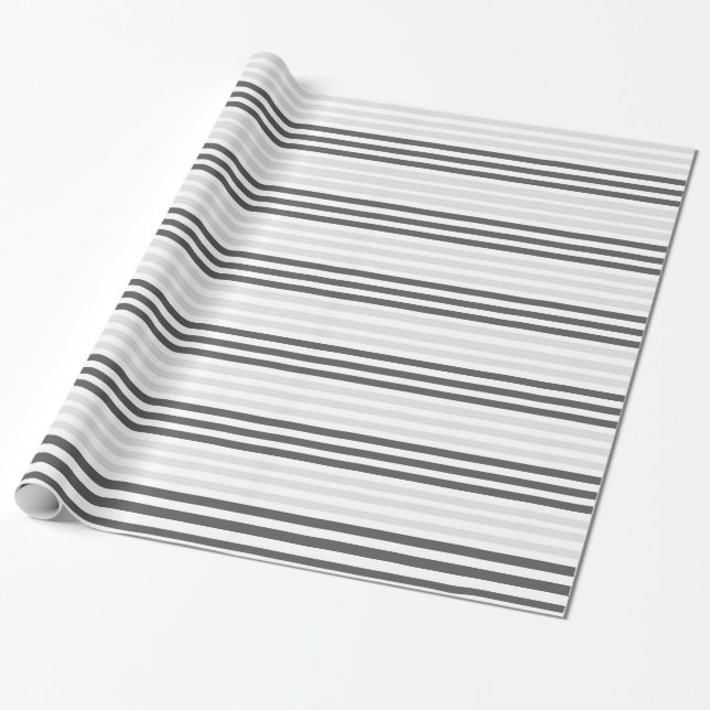 Steel and Silver Pinstripe Wrapping Paper (Unrolled)