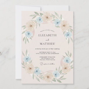 Steel Antique Ivory Foliage Eucalyptus Wedding Invitation