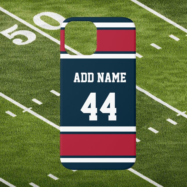 Steel Blue and Red Sports Stripe  Case-Mate iPhone Case (Steel Blue Red and White Sport Stripes Phone Case. Personalize it to Make it Yours.)