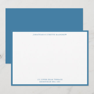 Steel Blue Classic Border Flat Note Card