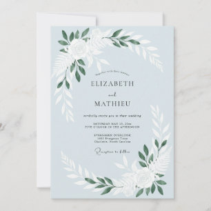 Steel Blue Foliage Muted Eucalyptus Wedding Invitation