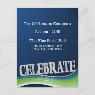 Steel Blue Green Wave Celebration Reception Card