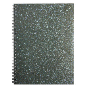 Steel Blue Grey Faux Glitter Notebook