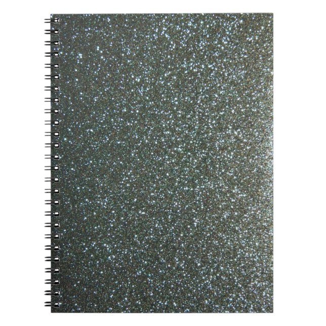 Steel Blue Grey Faux Glitter Notebook (Front)