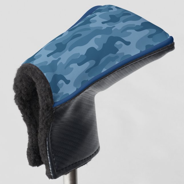 Steel Blue Monocolor Camo Golf Head Cover (3/4 Front)