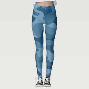 Steel Blue Monocolor Camo Leggings