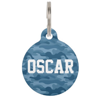 Steel Blue Monocolor Camo Pet Tag