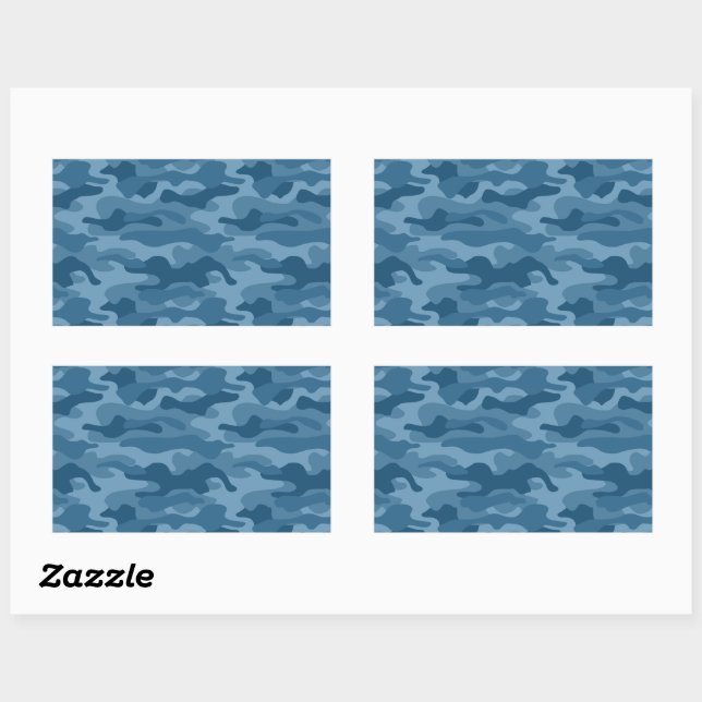 Steel Blue Monocolor Camo Rectangular Sticker (Sheet)
